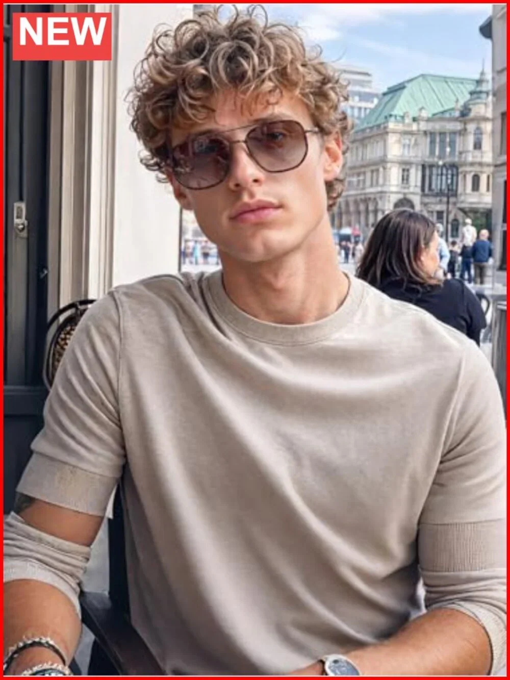 Polarized Retro Square Aviator Sunglasses with Metal Frame UV400 Protection